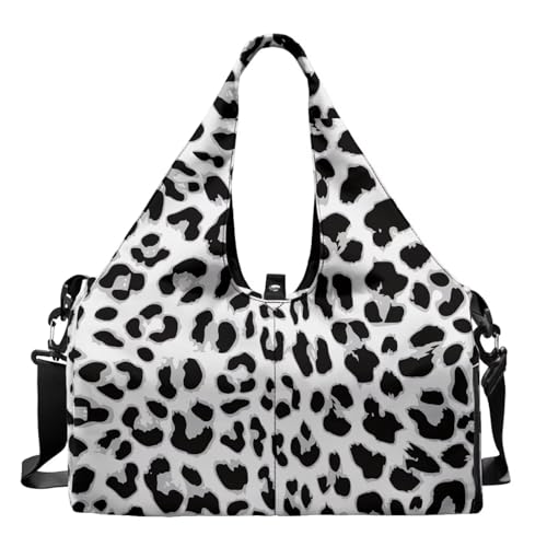 Snow Leopard Print Gym Bag for Women Yoga Mat Bag with Yoga Mat Holder Sports Duffel Bags with Adjustable Strap, Cheetah Print Sports Bags Double Zipper - color: Snow Leopard Print