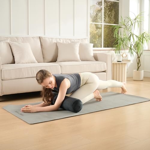 Meditation Cushion Bolster Pillow for Restorative Yoga – Supportive Cushion for Meditation, Pilates, and Relaxation – Filled with Buckwheat Hulls - Removable Cover - color: Black, size: Bolster (Filled with EPS Beans)