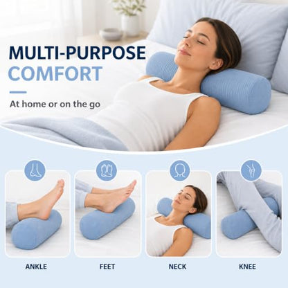 Neck Roll Pillow, Cervical Neck Pillow Bolster Pillow for Sleeping - color: Mist Blue