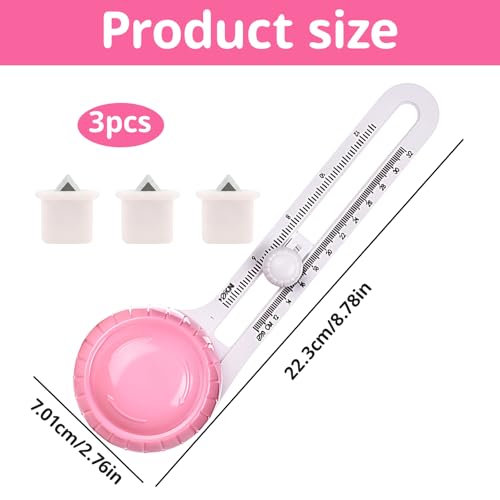 Circle Paper Cutter, Adjustable Circle Cutter Tool for Crafts, Round Paper Cutter with Dual Scale System, Mini Manual Circle Cutters for Paper With Three Replacement Blades, DIY Craft Cutting Tools
