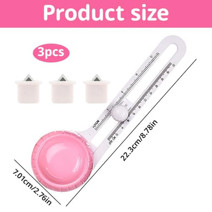 Circle Paper Cutter, Adjustable Circle Cutter Tool for Crafts, Round Paper Cutter with Dual Scale System, Mini Manual Circle Cutters for Paper With Three Replacement Blades, DIY Craft Cutting Tools