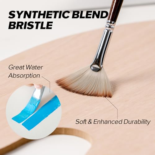 Paint Brushes, 25 Pieces Expert Synthetic Nylon Bristles Paint Brush Set with Suede Leather Roll with Palette Knife