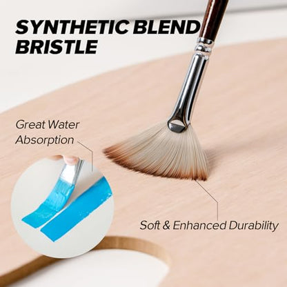 Paint Brushes, 25 Pieces Expert Synthetic Nylon Bristles Paint Brush Set with Suede Leather Roll with Palette Knife
