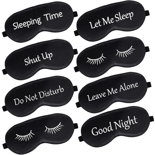 Geyoga 8 Pack Silk Funny Sleep Masks for Women Sleep, Dark Colors - color: Dark Colors