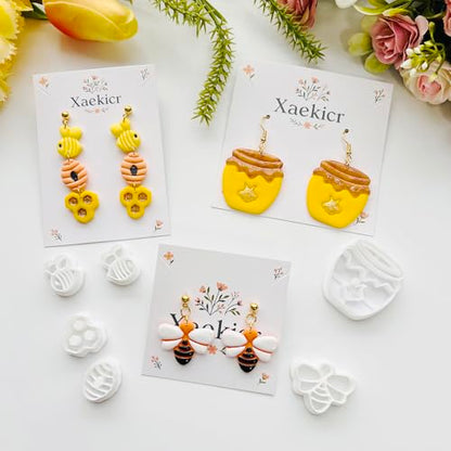 Bee Theme Polymer Clay Cutters Set – Molds, Clay Cutters for Polymer Clay, Clay Earring Tools - color: J color