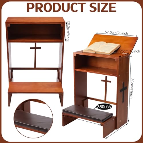 DoubleFill Wood Prayer Kneeler with Shelf and Cushion,Drawer Style - color: Colorful, style: Retro Style