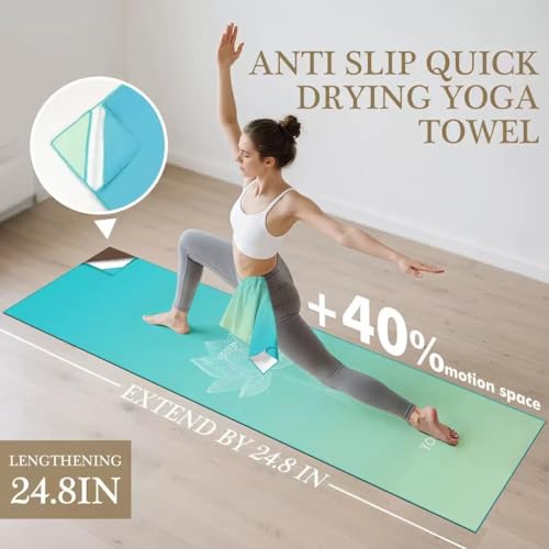 Yoga Towels, Non Slip Hot Yoga Mat Towel with Grip Dots,Super-Absorbent Soft Microfiber Yoga Blanket for Pilates, Fitness and Workout 72inch x 24inch