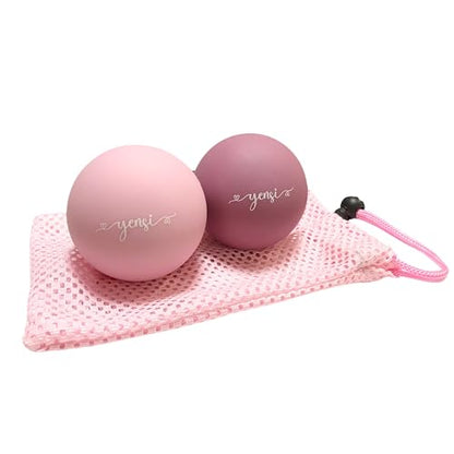 Silicone Massage Lacrosse Balls for Trigger Point Therapy, Muscle Knots, and Physical Therapy. Set of 2 Balls with Carrying Bag. Latex-Free. Ideal for Deep Tissue Massage and Myofascial Release - color: Pink Fusion