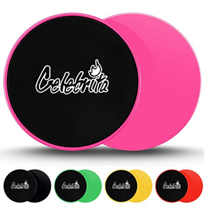 Celebrita Pair of Gliding Discs Core Sliders Ab, Back, Hip, and Leg Exercise Gear for Gym, Home, Yoga, Pilates | Strengthen Abdomen, Burn Fats, Improve Balance (Pink)