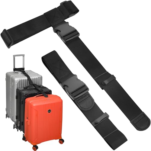 BILIONE 2 Pack Luggage Connector Straps,Connect 3 Suitcases ＆ Add A Bag | Suitcase Straps, Luggage Straps for Suitcases Adjustable Buckle Belt,Suitable for Suitcases from 20 to 32 inches (Black) - color: Black, size: 2 Pack