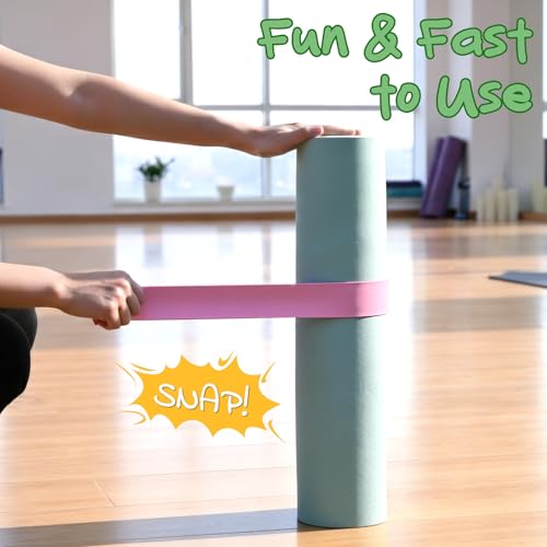Aolamegs Yoga Mat Strap Slap Band-Instant One Snap Holder Keeps Mats Tightly Rolled & Secure -Soft Silicone Gym Accessories - color: Pink Yoga Mat Strap Slap Band