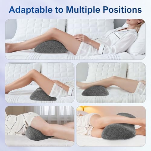 Ergonomic Knee-contouring Wedge Pillow for Back Sleeping, Memory Foam Bolster Leg Pillow for Muscle Relaxation, Sleep Improvement, Knee Support, Leg Elevation, Skin-friendly Air-Layer Fiber(Dark Grey)