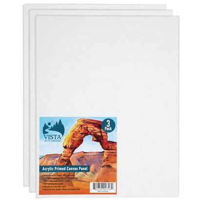 Vista Jute Acrylic-Primed Canvas Panels - 8"x10", 3 Pack - Blank Canvas for Traditional Oils, Eco Friendly, 100% Jute, Triple-Primed, Extra Coarse Texture, Ideal for Dry Brush and Impasto Techniques - size: 8"x10"