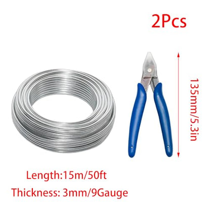 9 Gauge Silver Craft Sculpting Wire，50ft Armature Wire for Sculpting,Craft Wire Bendable for DIY Craft with 1 Plier - size: 9 Gauge