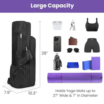 Yoga Mat Bag Backpack for Women and Men with Multi-Pockets for Mats Blocks and Accessories, Waterproof Yoga Mat Carrier Holder for Workouts, Gym, Pilates