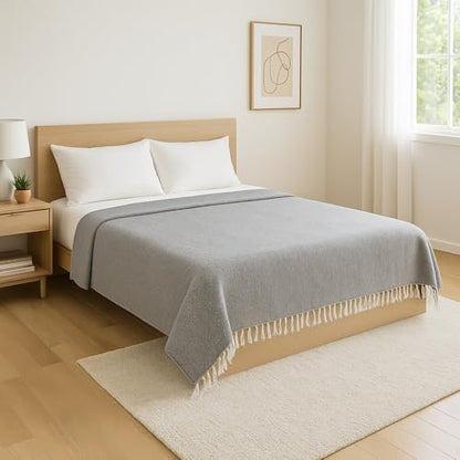 Open Road Goods Solid Color Mexican Yoga Blanket – Large Handwoven Throw for Yoga, Beach, Camping or Home – Soft and Durable Cotton Blend - color: Grey Blanket