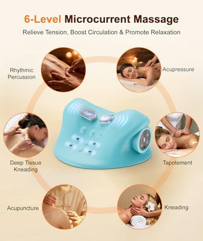 Neck Massager with Heat & Vibration 3 Level Adjustable, Heated Neck Stretcher with 6 Modes, Rechargeable Cervical Traction Device for Pain Relief & Muscle Relaxation, Gift for Women Men