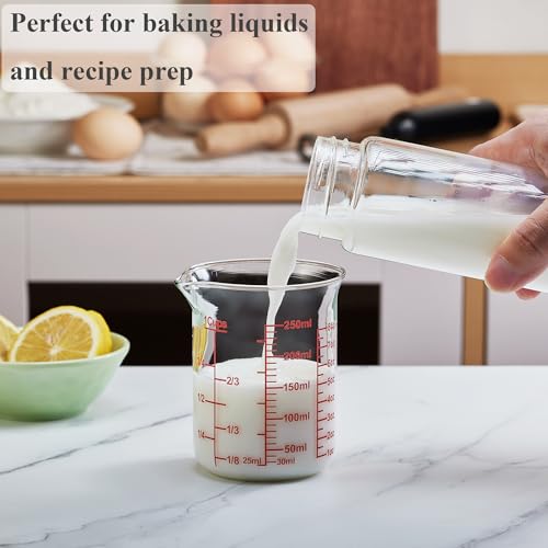 Ackers Glass Measuring Cup 1 Cup,8oz Borosilicate Liquid Measuring Cup with Spout - size: 1Cup,250ML