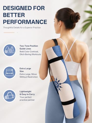 EaseUp Yoga Mat 73"x28"x0.4",10mm thick,Non Slip for Workout, Pilates - color: Blue