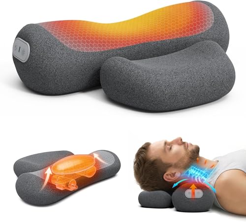 Yunari 3-in-1 Cordless Cervical Neck Support Pillow with Gentle Heat, Grey - color: Grey