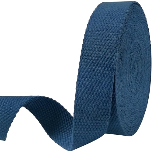 Heavy‑Duty Cotton Webbing Strap 1''x6yds Navy Blue for Bags | 2mm thick webbing for dog collars, backpack, bag handles, apron straps, slings, sewing repairs & DIY craft projects. - color: Navy