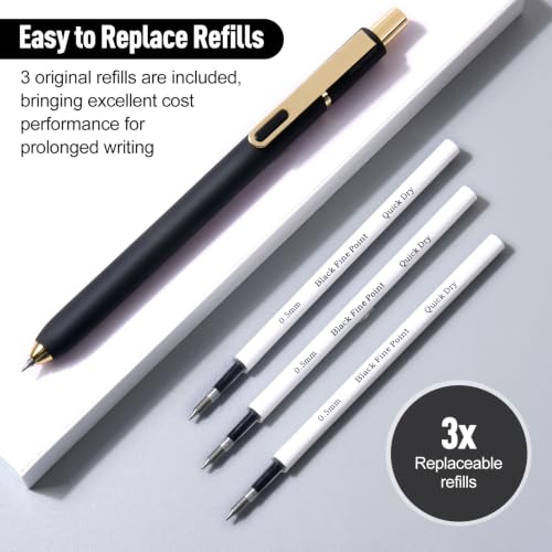6Pcs Gel Pens-0.5mm Fine Point Black Ink with 3 Extra Refills, Soft Comfortable Grip,Smooth Fluent Writing,Retractable Design for Men Journal,Business Office and Nurse Note Taking (Black Gray White) - color: Black Gray White