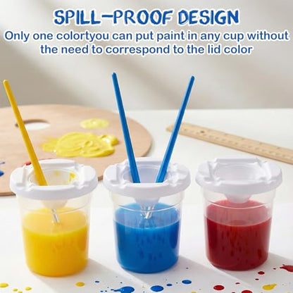 HANLANXUE 24 Packs Empty No Spill Paint Cups with Lids, Reusable Mini Clear Plastic Paint Storage Containers Art Painting Craft Supplies