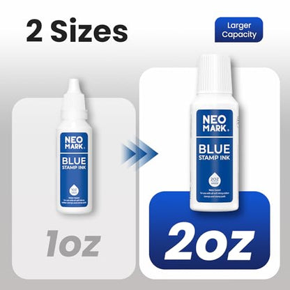 Premium Stamp Ink, Quick-Drying & AP-Certified Non-Toxic Refill Ink for Self-Inking Stamps, Date Stamps and Stamp Pads (Blue, 2oz) (Pack of 2) - color: Blue, size: 2 fl oz (Pack of 2)