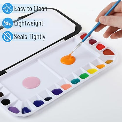 Mr. Pen- Airtight Watercolor Palette with Lid, 18 Wells & 2 Mixing Areas (Pack of 2) - color: Black, size: 2 Pack