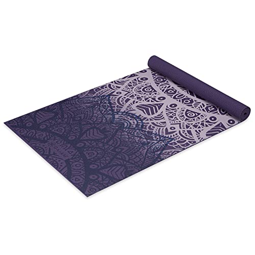 Gaiam Yoga Mat Classic Print, 4mm Non-Slip Mat | Lightweight 4mm print yoga mat with non-slip grip. Ideal for yoga, Pilates & floor workouts at home or studio. - color: Purple Lattice