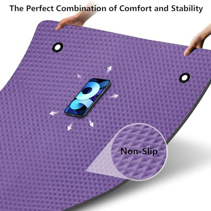 LFS Yoga Mat 72.8" x 31.5" x 2/5 inch Thick With Strap and Bag, Extra Wide - color: Purple