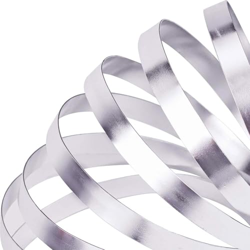 BENECREAT 32.8 Feet Flat Jewelry Craft Wire, 18 Gauge Aluminum Wire for Bezel, Sculpting, Armature, Jewelry Making(Silver, 10mm Wide, 16.4Feet/Roll, 2Rolls) - size: 10mm Wide