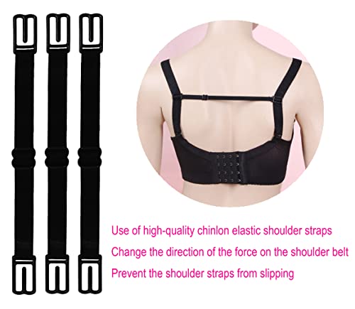 Women's Non-slip Adjustable Elastic Bra Strap Clips Holder-3 Packs - color: Black