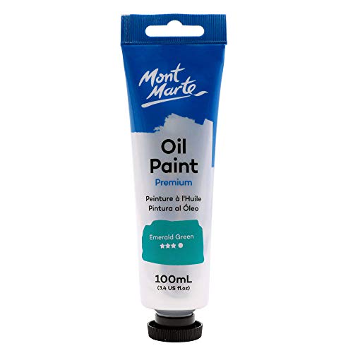 Mont Marte Oil Paint Premium, 3.4 US fl.oz (100ml) Tube, Emerald Green, Heavy Body Paint, Artist Quality, Good Coverage, Excellent Tinting Strength, Ideal for Painting Canvas - color: Emerald Green, size: 3.4 Fl Oz (Pack of 1)
