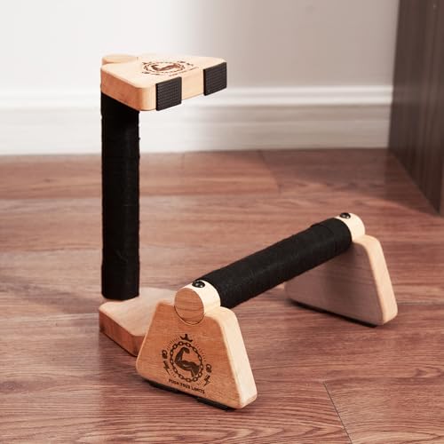 푸시업 스탠드, 나무 패럴렛 바 2개, 22.9cm(9인치) 목재 미용 장비, 핸들 스탠드 그립 강도 훈련용 핸드스탠드 블록 및 푸시업 핸들, 플랭크 미용 체조
