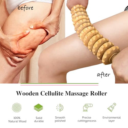 Curved Wood Therapy Massage Stick, Wooden Cellulite Muscle Roller for Legs - color: Wood-12 Rollers