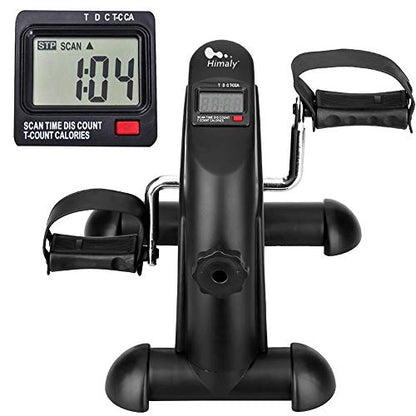 Mini Exercise Bike, himaly Under Desk Bike Pedal Exerciser Portable Foot Cycle Arm & Leg Peddler Machine with LCD Screen Displays - color: Black