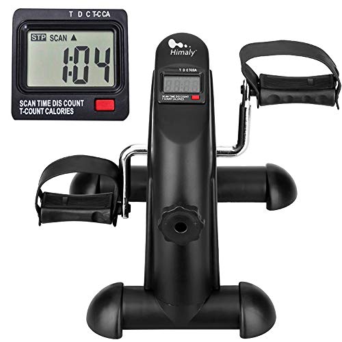 Mini Exercise Bike, himaly Under Desk Bike Pedal Exerciser Portable Foot Cycle Arm & Leg Peddler Machine with LCD Screen Displays - color: Black