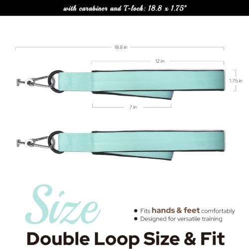 Pilates Loops Compatible with Tonal Smart Home Gym | Double Loop Pilates Straps for Reformer Machine, Soft Padding, Pilates Accessories with T Lock Attachments 2PCS - color: Mint Sage