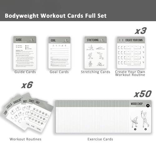 Dumbbell Workout Cards, 62 Large 5"x3.5" Exercise Cards for Home & Gym, Strength Training, Muscle Building, Beginner Fitness Guide, Fitness Cards for Men & Women - style: Dumbbell