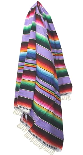 Del Mex Mexican Serape Blanket (X-Large, Lavender) - color: Lavender, size: X-Large