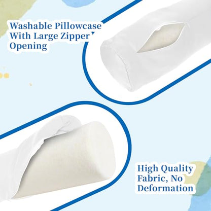 2 Pcs White Neck Bolster Pillow Covers Round Necks Pillowcase Silk Satin Neck Roll Pillowcases Neck Roll Pillow Cover with Zipper Breathable Silky Pillowcases Cylindrical Pillows Cushion (18 x 6 inch)