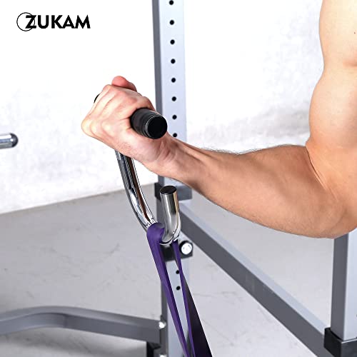 Metal Resistance Band Handles Pull Up Handle with Grip Tapes, Heavy Duty Industrial Grade Steel Knurled Surface Handles for Elastic Band Workouts (Chrome)
