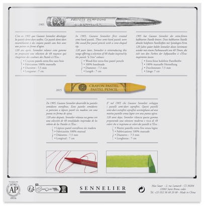 SENNELIER Pastel Pencil Set, 24 Half Size Pencils, 12 Empty Slots, Magnetic Cardboard Box (N132380.01)
