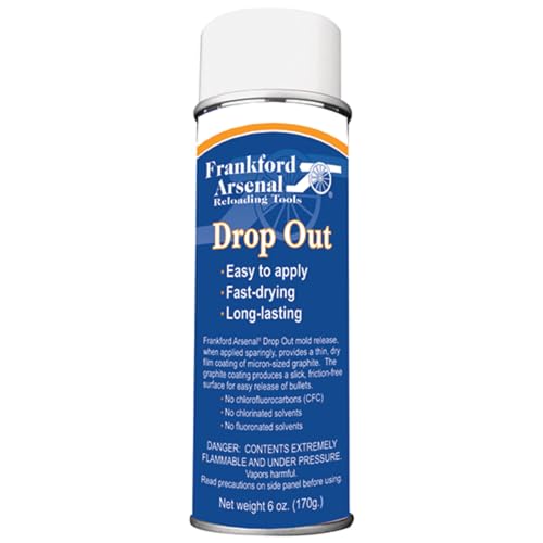 Frankford Arsenal 6 oz. Aerosol Drop Out Bullet Mold Release Agent for Reloading, blue, white