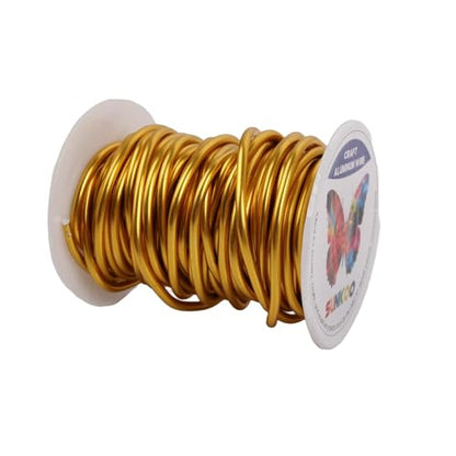 Aluminum Craft Wire,8 Gauge (3mm) Gold Bendable Wire,32 Feet Continuous Roll for Jewelry Making,Sculpting,Floral & Armature Projects - size: 8 Gauge 32FT, style: Gold