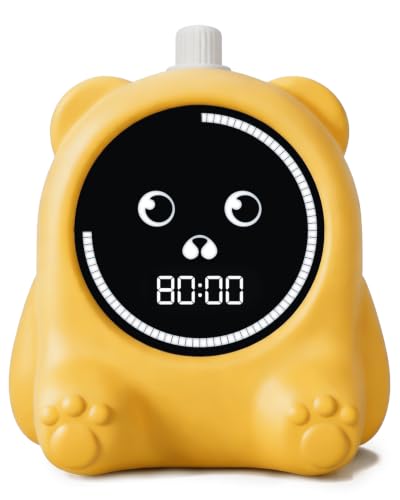 199 Min Visual Timer for Kids, 2 Min teenth Brushing, Cute Bear Deign | Adjustable Sound Alert, Productivity Timers for ADHD, Silent Operation, Desk Time Management Tool for Toddler - color: Yellow