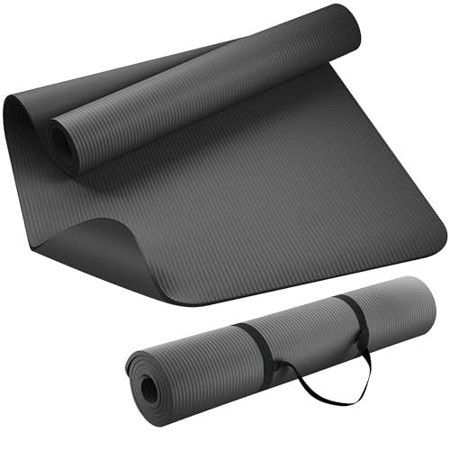 KEEP Extra Thick NBR Yoga Mat for Women & Men, 10mm Thick, 72”x32” Large Exercise Mat with Non-Slip Workout Mat for Yoga, Pilates, Stretching, Meditation – Wide & Cushioned Fitness Mat - color: Grey