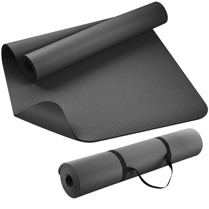 KEEP Extra Thick NBR Yoga Mat for Women & Men, 10mm Thick, 72”x32” Large Exercise Mat with Non-Slip Workout Mat for Yoga, Pilates, Stretching, Meditation – Wide & Cushioned Fitness Mat - color: Grey