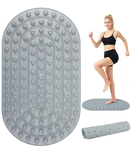 Acupressure Foot Massage Mat - Portable Foldable Foot Massager Mat for Bathroom, Yoga, Outdoor Games, Office Standing Desk Pad, Relieve Foot Pain, Anti-Slip, 30 x 18 inch (Grey) - color: Grey